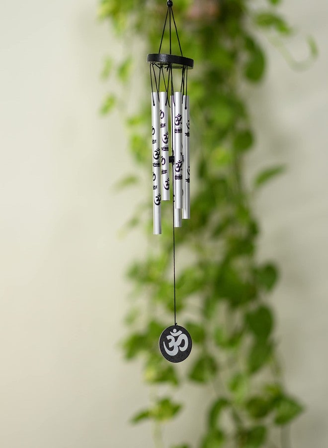 Tej Gifts Feng Shui Metal Wind Chime with Om Printed 5 Pipes for Positive Energy, Decorative Outdoor/Indoor Hanging Bells, Good Luck Chimes for Home/Balcony Decoration(Silver, Small) - Image 5